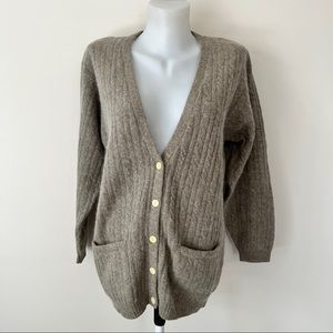 Liz Clairborne Soft Angora Wool Cardigan Cable Knit Button Long Sleeve Petite Sm